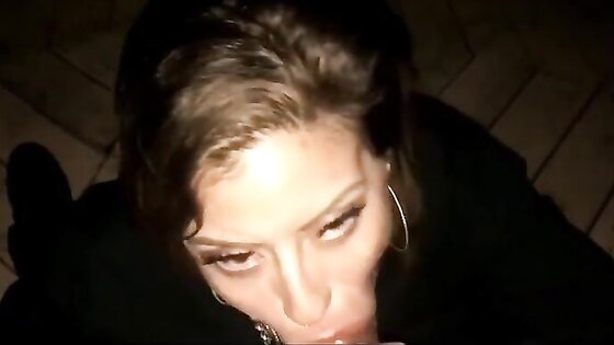 White girl sucking BBC deeptroat and swallows