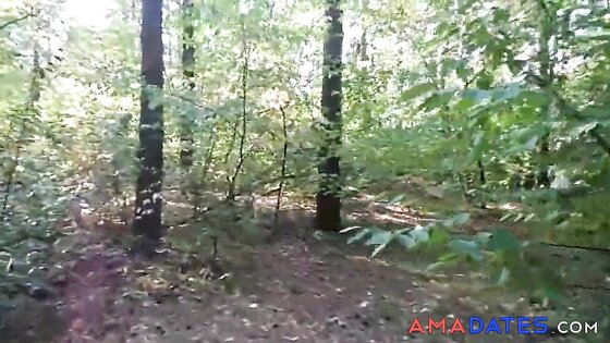 chubby girl with big booty walking nude in forest 2