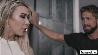 Busty shemale blonde Aubrey Kate fucks the ass of her husband