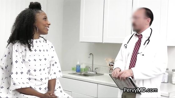 Curly black fucked by doctor on the exam table