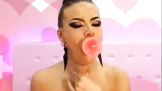 Pink dildo deepthroating by a hot chick DTD
