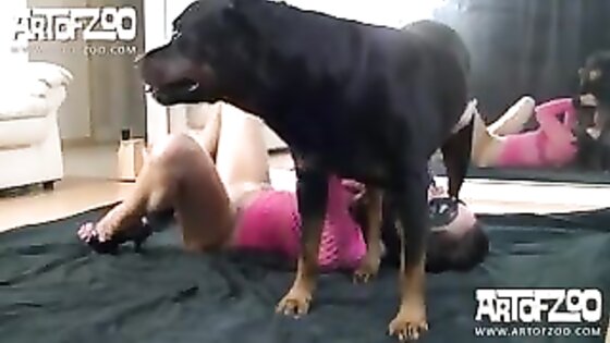 Brunette Whore With Black Dog