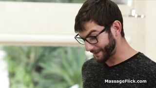 Big tit girlfriend tries herself as masseuse