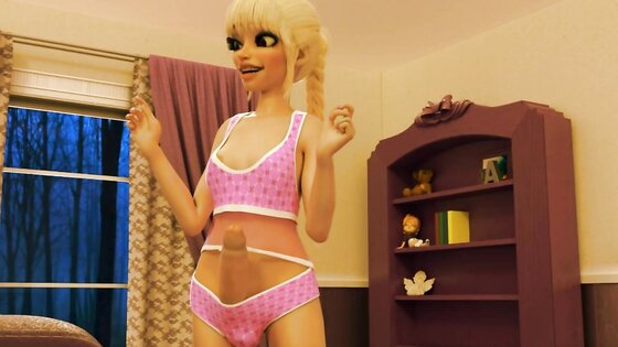 Sexy FUTA dickgirl fucks her little dolly - 3D Cartoon Animation