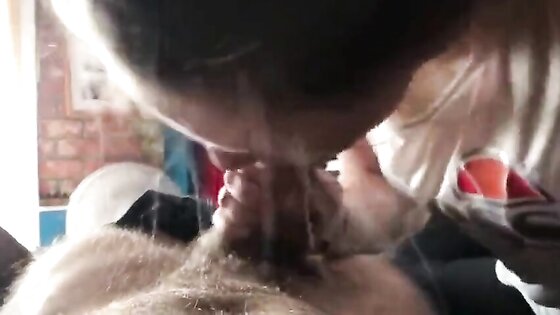 Cute college girl giving CFNM blowjob and yes she swallows