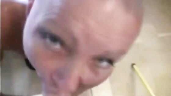 Bald Milf with cum in mouth