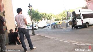 Slim babe fucked by big dick in public
