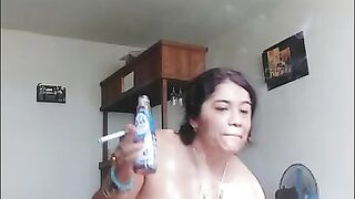 Mexican Granny Gives Me A Blowjob While Smoking and Drinking