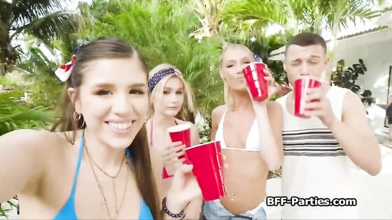 Bikini besties need cock after pool party