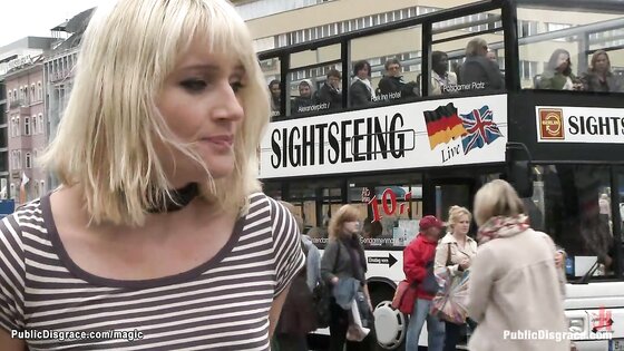 German blonde group public banged