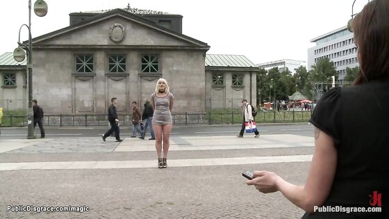 German blonde group public banged