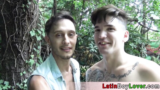 Amateur latin teens using a stranger in the forest