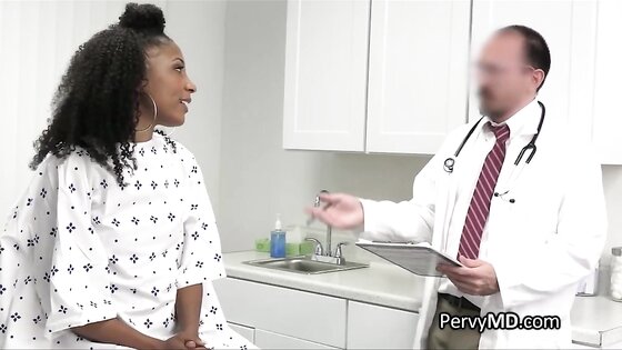 Horny doc fucks ebony patient during check up