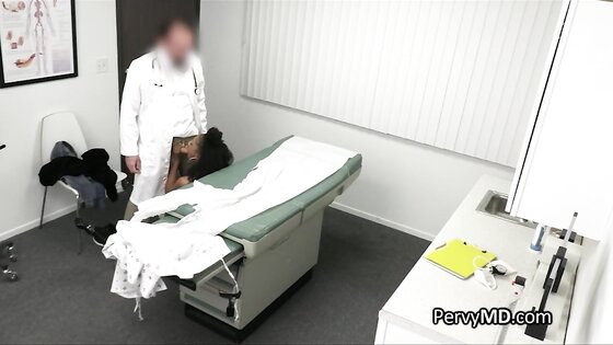 Horny doc fucks ebony patient during check up
