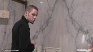 Shemale fuck cleaning man in toilet