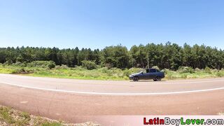 Amateur latin teen hitchhiker fucked bareback by a big cock