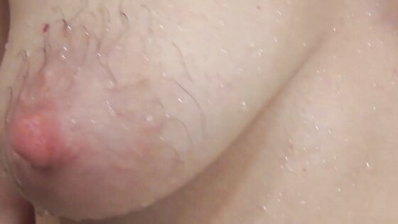 Hairy girl in shower