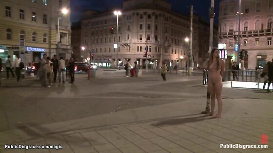 Busty bound Czech fucked in public