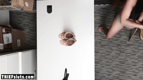 Petite asian teen thief Ember Snow fucked a cops big white cock