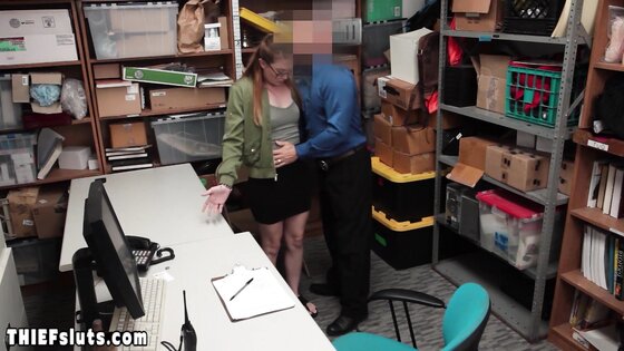 Scared teen thief Kat Monroe in glasses fucked roughly by a cop